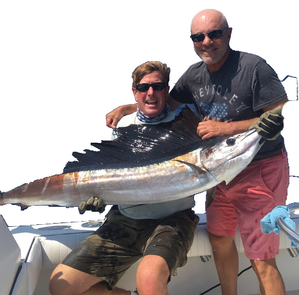 Anglers displaying a sailfish with Ridla Charters