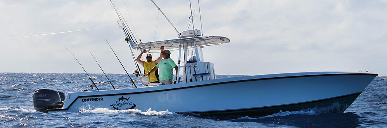 Center console charter boat underway with Seaborn Charters