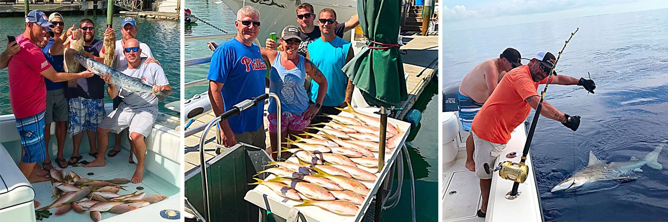 Fishing trip and dockside catch photo collage with Seaborn Charters