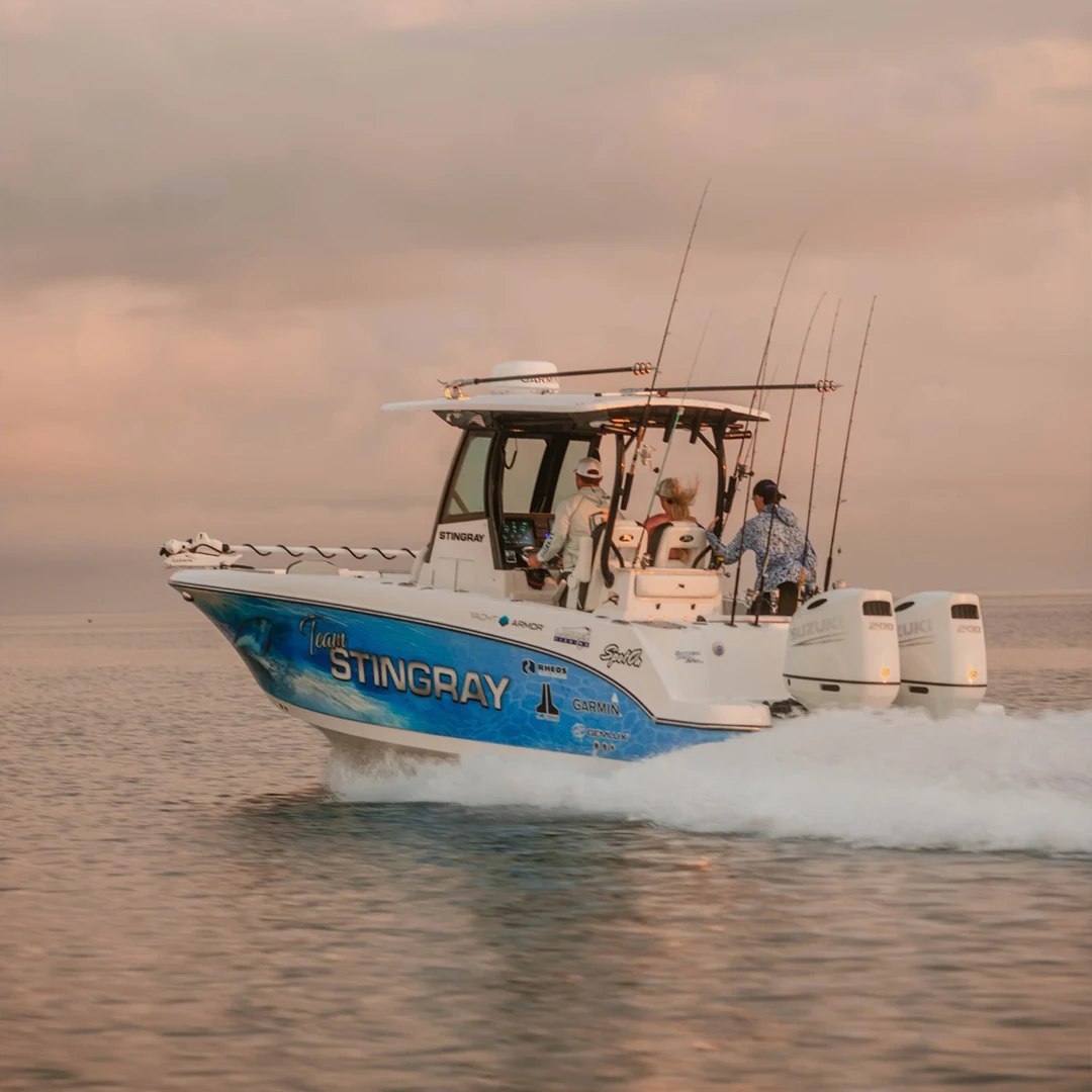 Florida Fishing Co center console boat cruising on open water