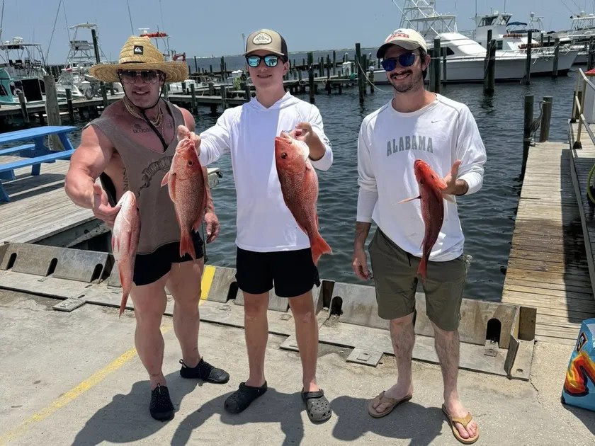 Fishing group displaying its catch