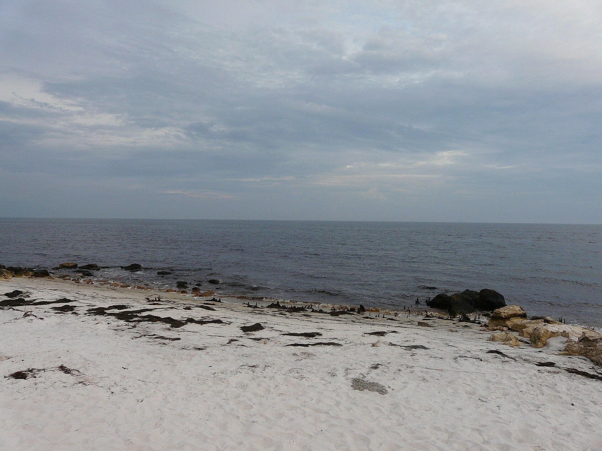 Beach and shallow coastal water at Mashes Sands in October 2020