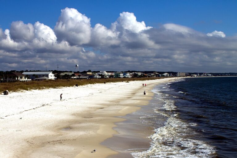 Mexico Beach shoreline viewed east from the former pier in 2013, before Hurricane Michael