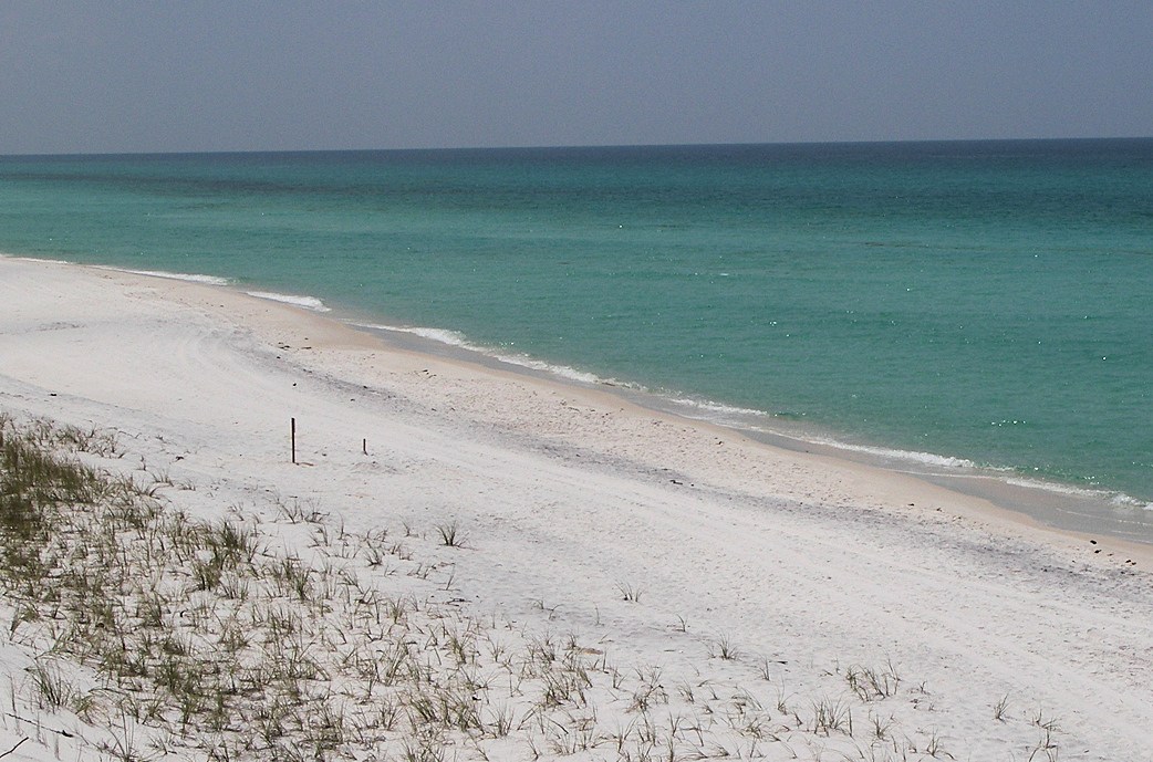 White sand and turquoise Gulf water at Grayton Beach State Park in 2007