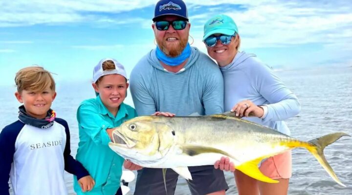 Family with a fishing catch