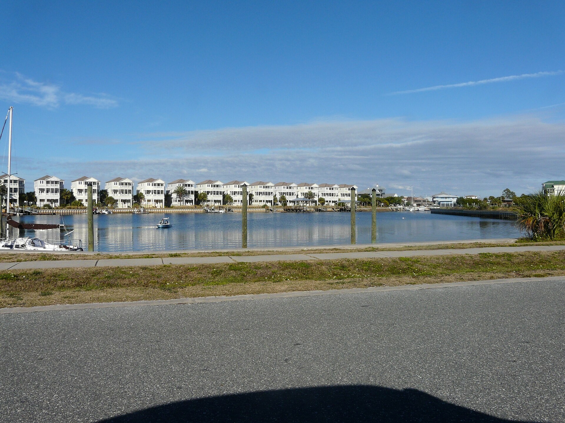 Boats and waterfront in the Shell Point boat basin in 2020
