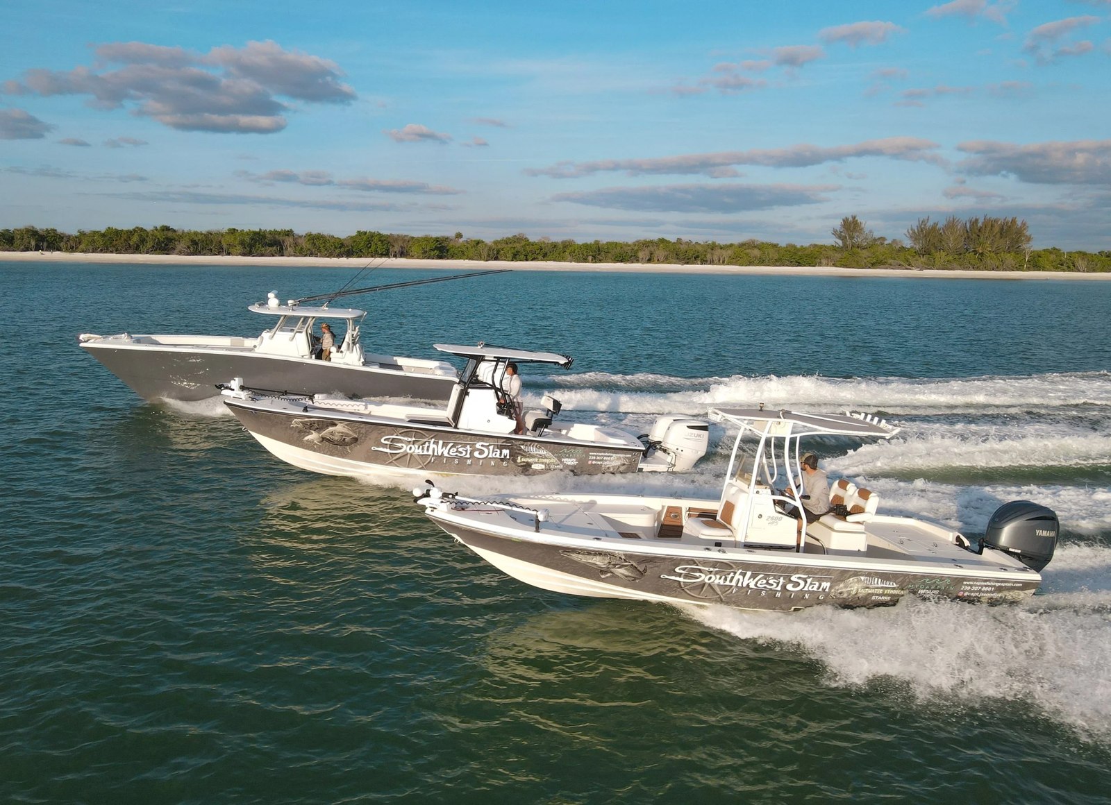 Southwest Slam Fishing Charters three fishing boats underway