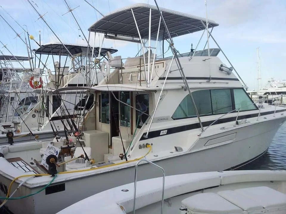 Triple Time sportfishing boat at the marina with Triple Time Charters