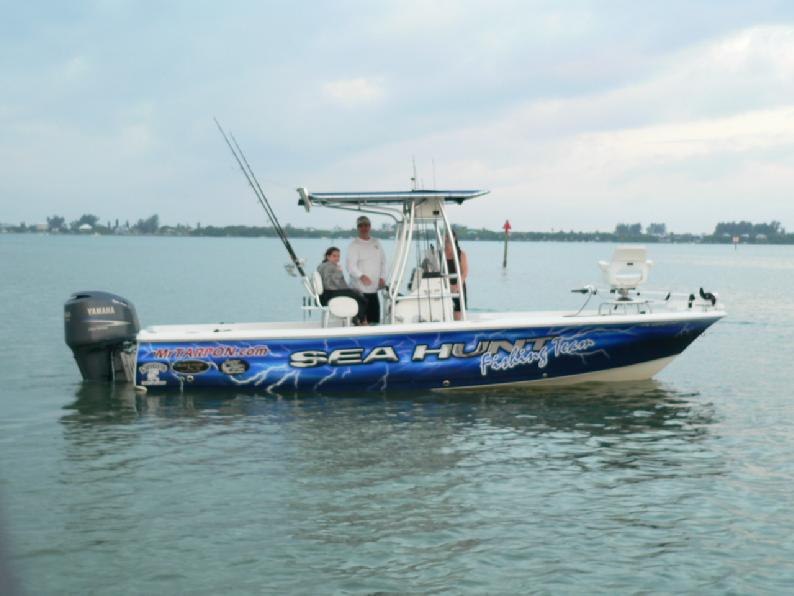 Beach and Backcountry Charters center console on the water