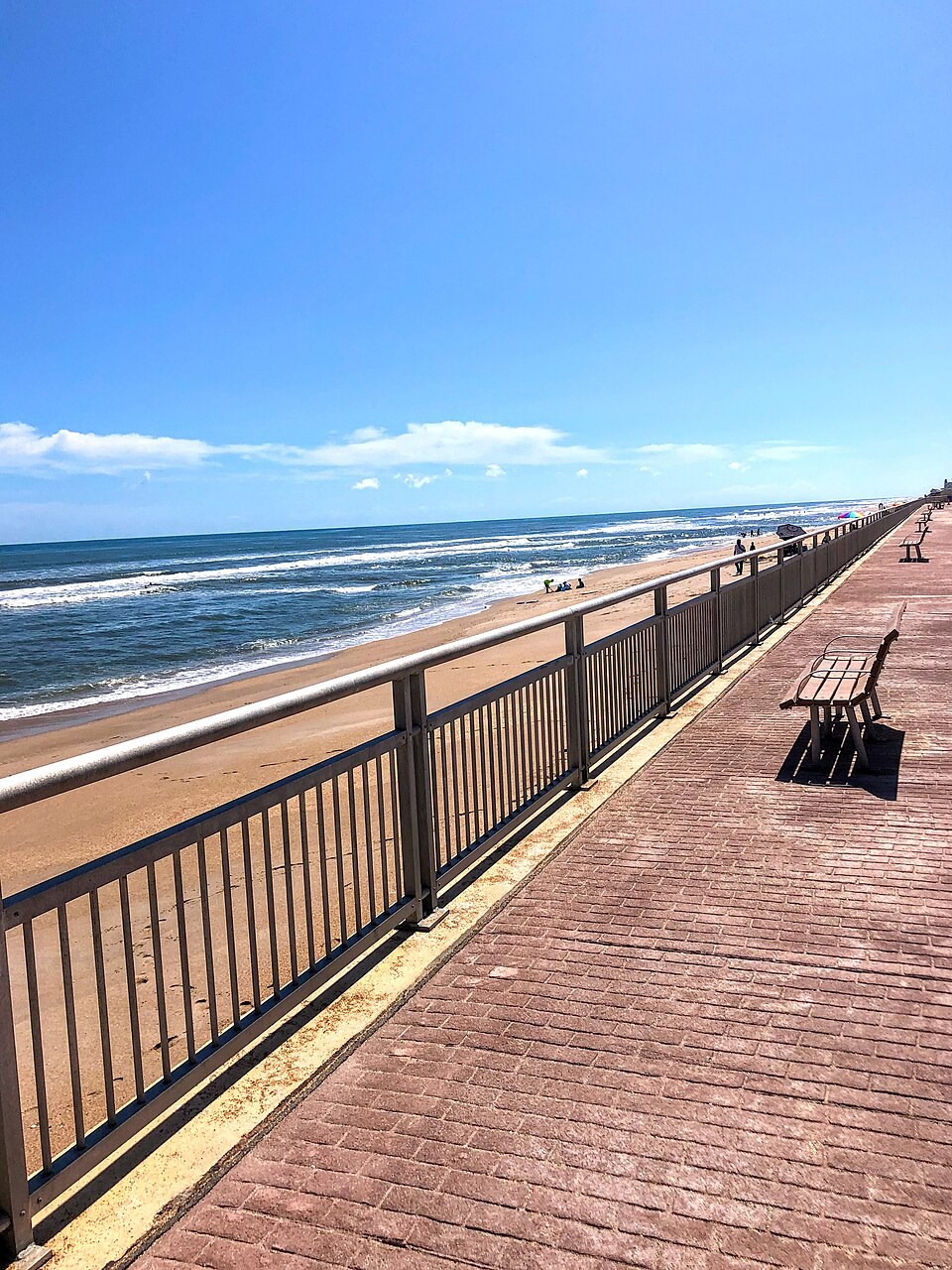 Oceanfront boardwalk and railing at Bethune Beach