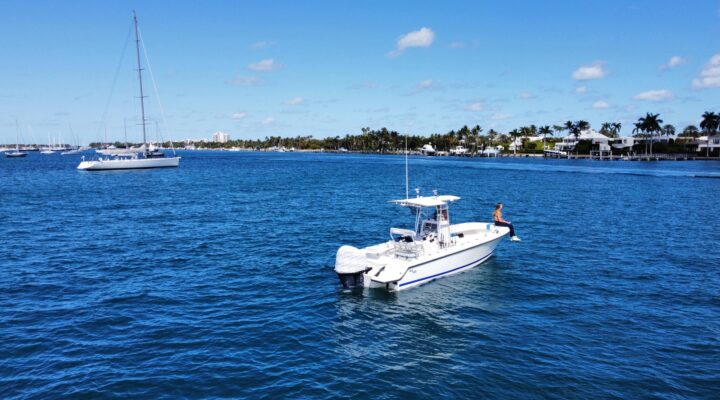 Big Cat Charters center console on the water