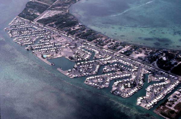 Historic aerial view of the Venture Out waterfront community on Cudjoe Key