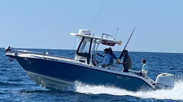 Fishstick center console cruising off St Augustine