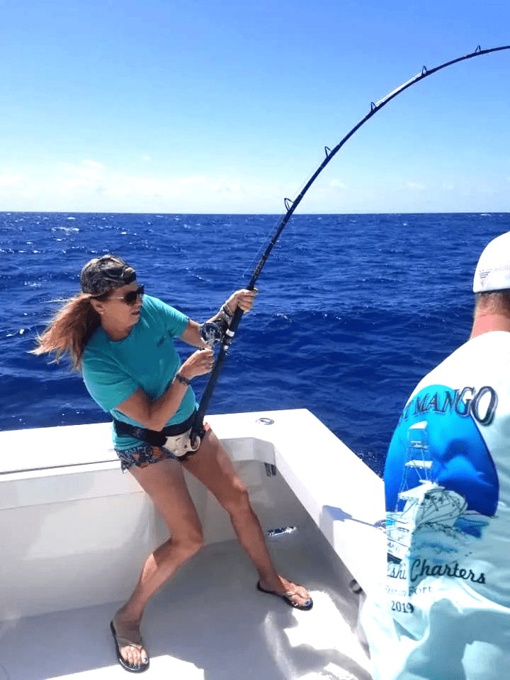 Last Mango angler fighting a fish offshore