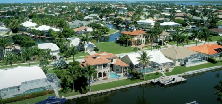 Homes, private docks and a canal on Marco Island