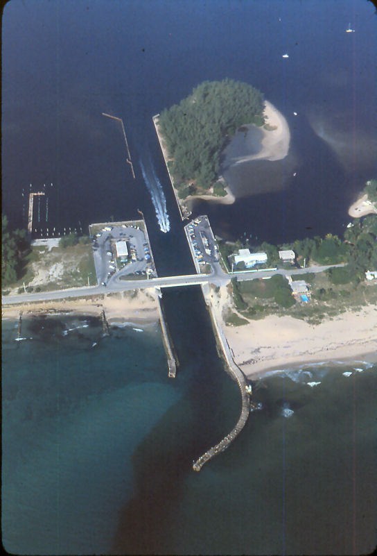 Aerial view of Boynton Inlet and its coastal channel