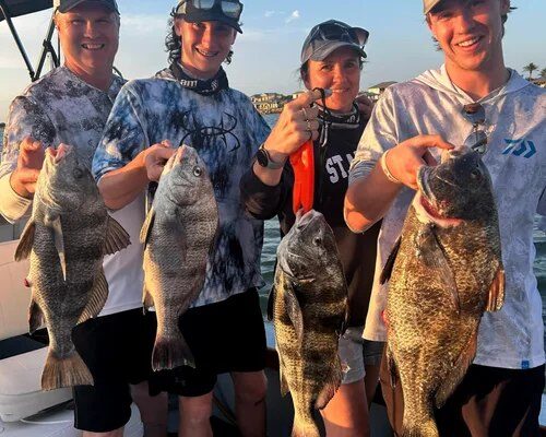 Old Coast Charters guests with sheepshead in St Augustine