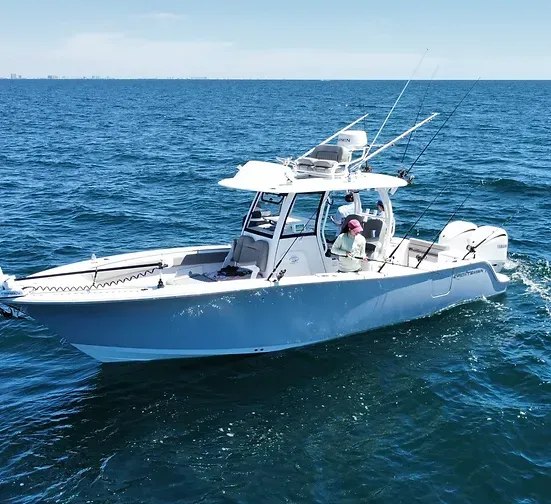 Redwater Guide Company center console fishing boat on open water