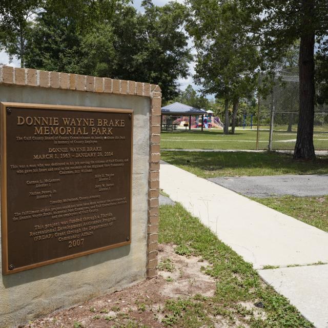 Donnie Wayne Brake memorial marker in Salinas Park, shown for wider park context