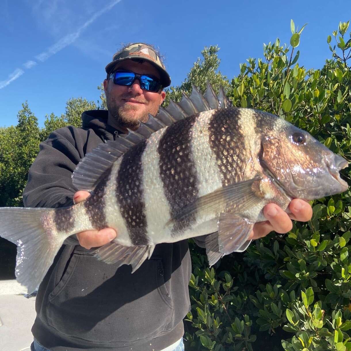 Crystal River Guide Service angler holding a sheepshead