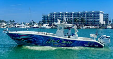 SkirtChaser Yellowfin fishing boat on the water