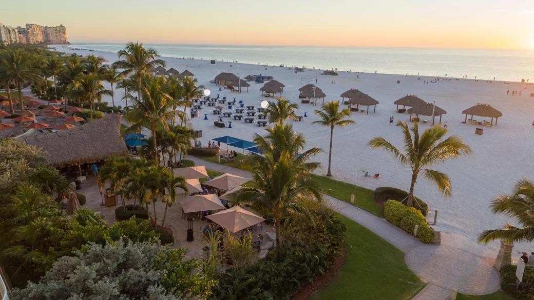 Marco Island resort shoreline in evening light, shown for wider island context