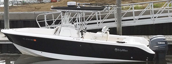 Wide Open Charters center console at the dock